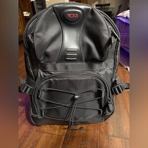 Tumi Black Backpack with Red Logo